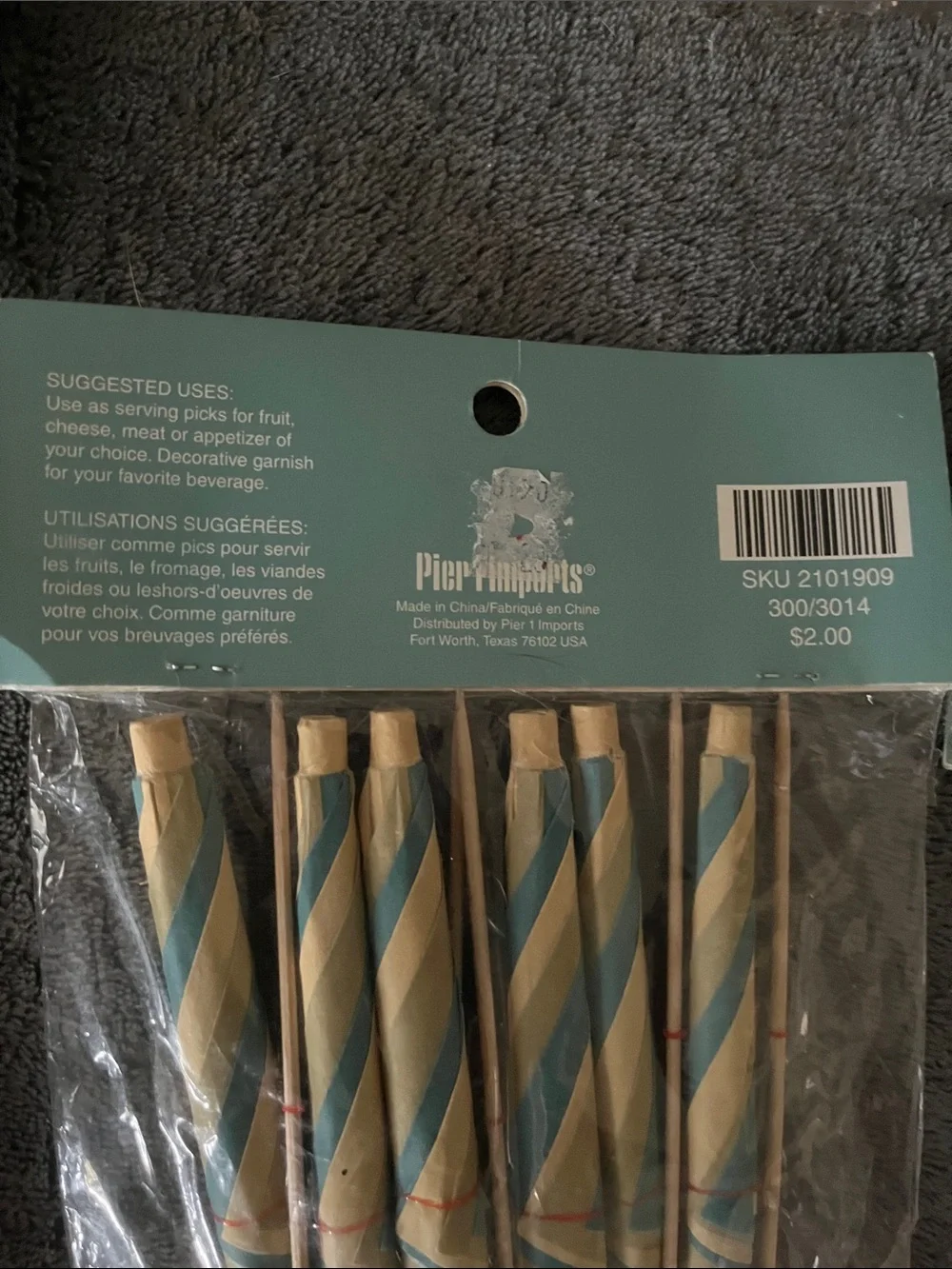 Pier 1 Decorative Paper Cocktail Umbrellas in Aqua, Tan and Red Accents
